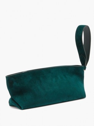 KHAITE Alma suede pouch ~ green clutch bag ~ wristlet bags