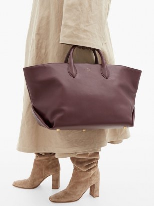 KHAITE Amelia medium leather tote bag ~ burgundy bags ~ autumn and winter accessory colours - flipped