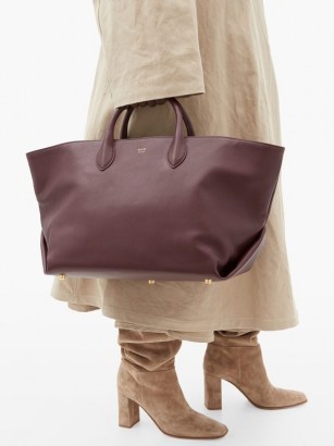 KHAITE Amelia medium leather tote bag ~ burgundy bags ~ autumn and winter accessory colours