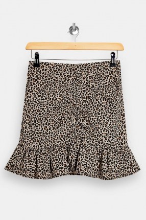 Topshop Animal Print Ruched Stretch Mini Skirt | short frill hem skirts