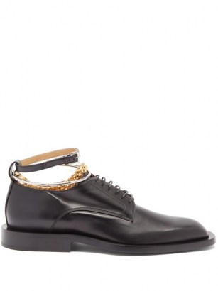 JIL SANDER Anklet-chain leather Derby shoes / smart lace up flats with ankle chains attached