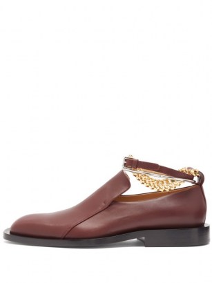 JIL SANDER Anklet-chain leather loafers / shoes ebmellished with ankle chains - flipped