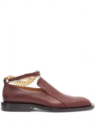 JIL SANDER Anklet-chain leather loafers / shoes ebmellished with ankle chains