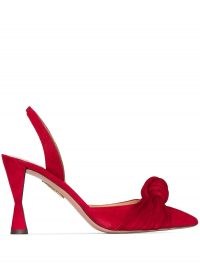 Aquazzura Kiki 85mm pumps – red pointed toe slingbacks – knot detail slingback shoes