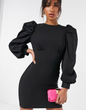 ASOS DESIGN mix sleeve mini dress in black ~ lbd ~ puff sleeves ~ glam party dresses