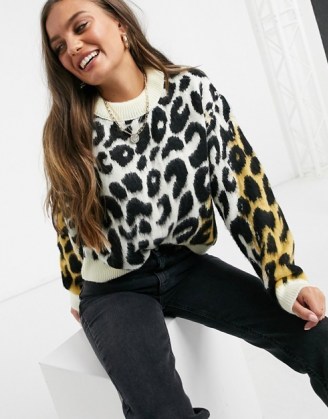 ASOS DESIGN Petite jumper in animal colour block / animal patterned jumpers / knitwear
