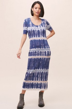 Kato Tie-Dye Midi Dress Blue Motif / short sleeve column dresses - flipped