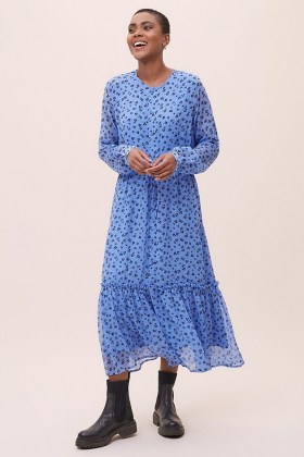 Lolly’s Laundry Anastacia Dress Blue Motif / floral tiered hem dresses - flipped
