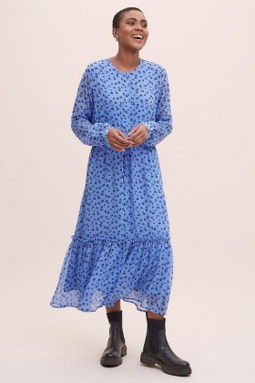 Lolly’s Laundry Anastacia Dress Blue Motif / floral tiered hem dresses
