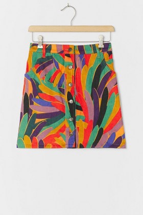 Farm Rio Kiki Corduroy Mini Skirt | bright multicoloured A line skirts - flipped
