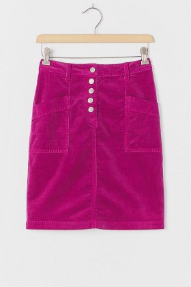 Pilcro Talia Corduroy Mini Skirt | raspberry-pink cord skirts - flipped