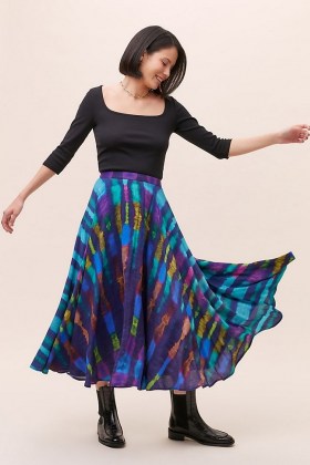 Bl-nk Joni Tie-Dye Midi Skirt Blue | full skirts - flipped