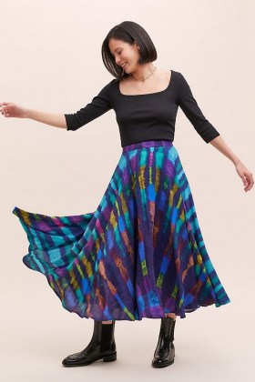 Bl-nk Joni Tie-Dye Midi Skirt Blue | full skirts