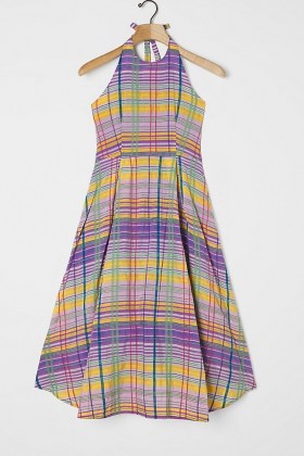 ANTHROPOLOGIE Cecily Plaid Midi Dress Purple Motif / checks / checked dresses - flipped