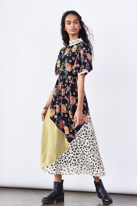 Verb by Pallavi Singhee Soniya Embroidered Maxi Dress / mixed print dresses / animal and floral prints - flipped