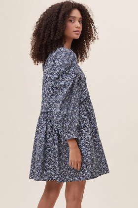 ANTHROPOLOGIE Keira Poplin Tiered Tunic Dress / floral loose fit dresses - flipped