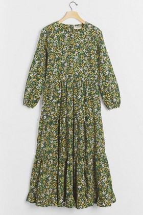 Porridge Nefyn Maxi Dress in Green Motif – floral dresses