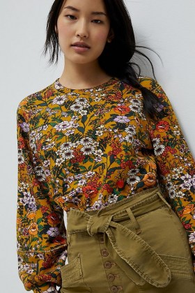 Maeve Gardenia Sweatshirt in Gold / floral sweat tops