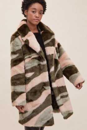 ANTHROPOLOGIE Merida Marble Fur Coat / faux fur winter coats