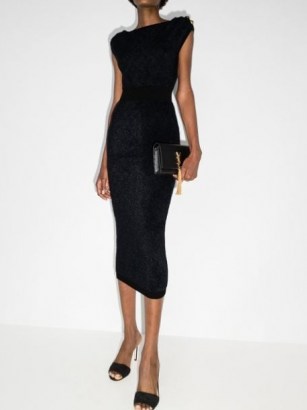 Balmain fine-knit fitted pencil dress ~ chic LBD ~ fitted cap sleeve evening dresses
