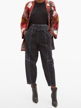 SEE BY CHLOÉ Belted cropped straight-leg jeans ~ black denim ~ crop hem stitch detail jeans - flipped