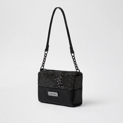 River Island Black crystal underarm handbag | shimmering shoulder bags