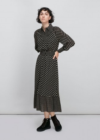 WHISTLES SPOT PRINT SILK SHIRT DRESS / monochrome polka dot dresses - flipped