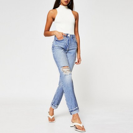 River Island Blue Carrie ripped detail jeans | casual denim - flipped