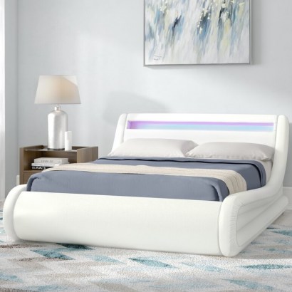 Galaxy LED Upholstered Ottoman Bed by Brayden Studio – Faux Leather - flipped