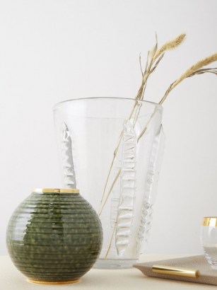 AERIN Calinda round 10kt gold-rimmed ceramic vase ~ round green vases ~ home accessories ~ stylish homeware