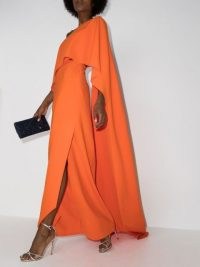 Carolina Herrera one shoulder maxi dress / bright event dresses / glamorous evening gowns