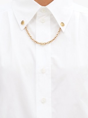 GIVENCHY Chain-collar cotton-poplin shirt / white puff sleeve shirts - flipped