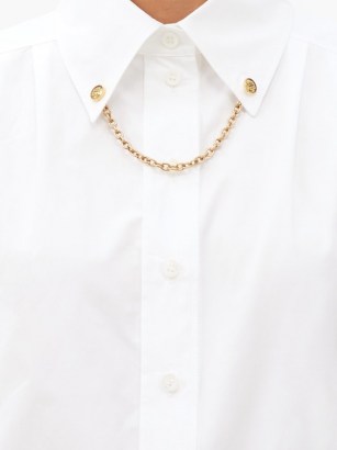 GIVENCHY Chain-collar cotton-poplin shirt / white puff sleeve shirts