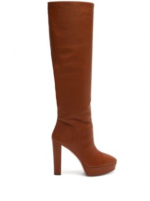 AQUAZZURA Chambord 120 leather knee-high boots ~ brown platform boots ~ winter footwear