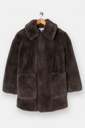 TOPSHOP Charcoal Grey Velvet Faux Fur Jacket ~ winter glamour ~ vintage style coats - flipped