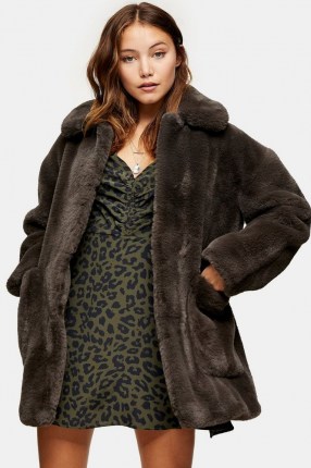 TOPSHOP Charcoal Grey Velvet Faux Fur Jacket