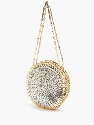 PACO RABANNE Circle Skyline 1969 chainmail shoulder bag / circular evening bags / round metallic event bag - flipped