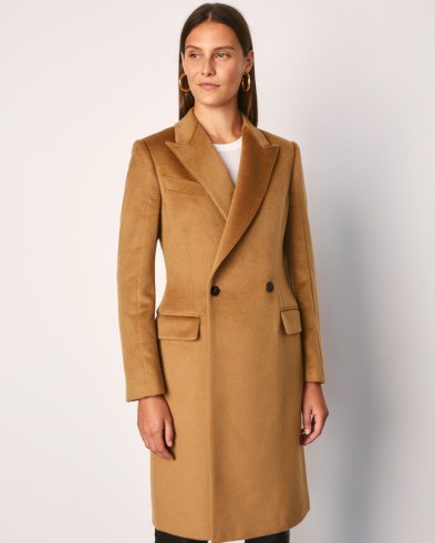 JIGSAW CLARENCE CITY DB COAT / camel coats / brown autumn winter outerwear - flipped