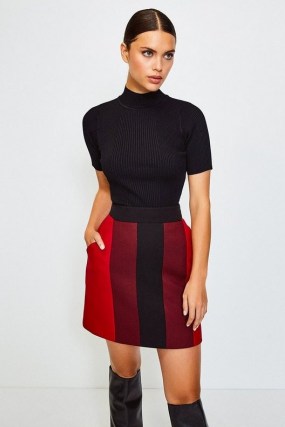 KAREN MILLEN Colour Blocked A-Line Skirt / colour block skirts - flipped