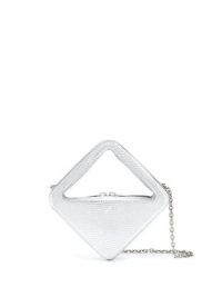 Coperni Mini App bag in silver leather | small square shaped evening bags | glamorous party accessories