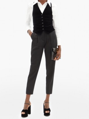 SAINT LAURENT Cotton-velvet waistcoat ~ womens stylish black waistcoats - flipped