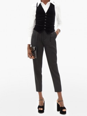 SAINT LAURENT Cotton-velvet waistcoat ~ womens stylish black waistcoats