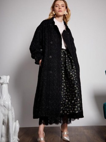 sister jane Campus Tweed Oversized Coat ~ black and silver coats - flipped