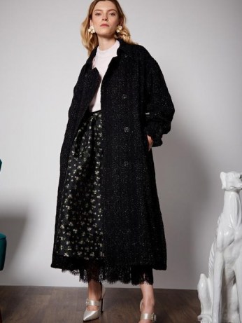 sister jane Campus Tweed Oversized Coat ~ black and silver coats