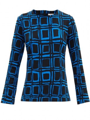 MARNI Cubic-print cotton-blend blouse / large check prints - flipped