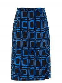 MARNI Cubic-print cotton-blend midi skirt / blue and black print skirts