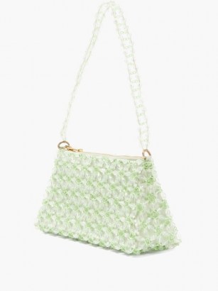 SHRIMPS Dawson floral-beaded bag ~ small pastel green bags ~ vintage style bead embellished handbag ~ retro handbags - flipped