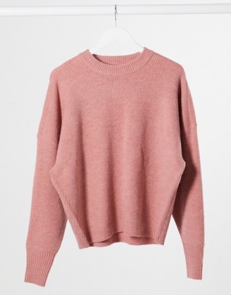 Dr Denim Lizzy knitted jumper in blush pink | crew neck jumpers - flipped