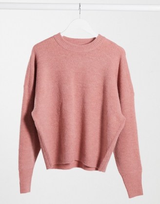 Dr Denim Lizzy knitted jumper in blush pink | crew neck jumpers