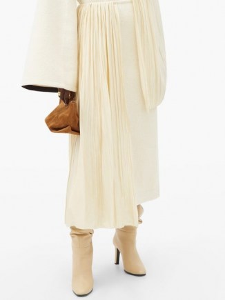 JIL SANDER Draped plissé-panel cotton-blend skirt ~ asymmetric panelled skirts - flipped